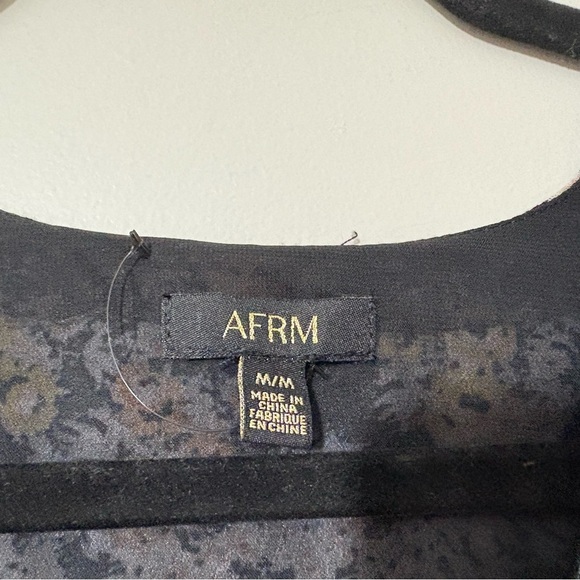 AFRM Hazel Women's Floral Smocked Gold Bouquet V Neck Midi Romantic Dress Size M - Picture 7 of 14